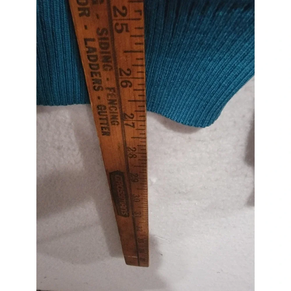 VTG 90s St. Croix Knits Men L V-Neck Sweater 100% Zephyr Wool Teal Blue USA Made